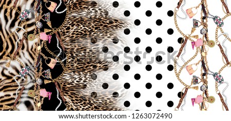 belt and chain leopard pattern polka dot