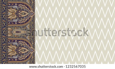 beautiful and colorful paisley border design for textile and digital print