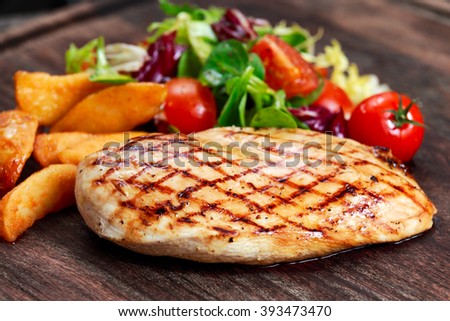 Grilled Chicken breast. with potato and vegetables