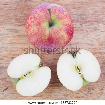 Cut apple on a cutting board