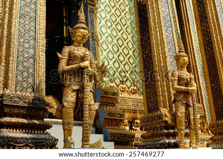 Antique giants at Wat Phra Kaew.Wat Phra Kaew is Thai temple that is public area.