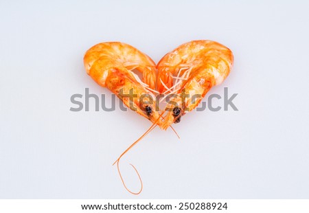 heart shape cooked shrimps
