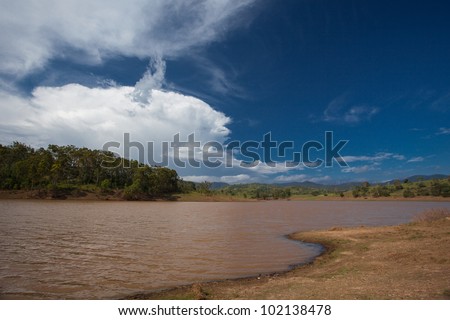 Murky lakes near Brisbane, after floods, Queensland, Australia