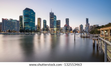 Brisbane sky line at sunset