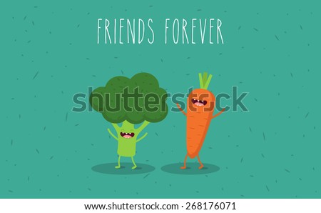 Carrot broccoli cartoon vegetables illustration Vector cartoon Friends forever Comic characters Carrot broccoli cartoon vegetables illustration Vector cartoon Friends forever Comic characters