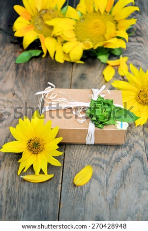 gift and summer flowers