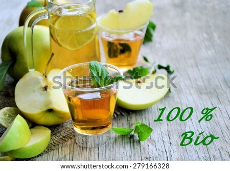 summer drink of apple, organic food, with space for text or logo