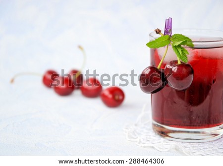 summer cocktail cherries, vintage style, background for text