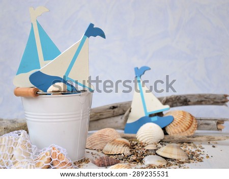 marine items, background for text ,summer theme