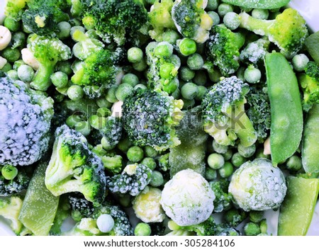 Background of frozen green vegetables
