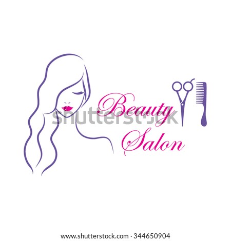 Beautiful  woman vector logo template for hair salon, beauty salon, cosmetic procedures, spa center.