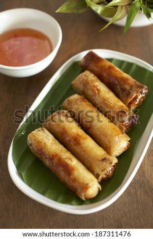 pork and vegetable spring roll in vietnam food
