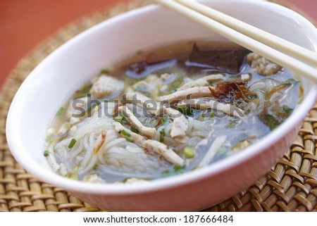 thai pork noodle and sweet soup in thailand