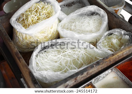 chinese dry noodle in plastic bag