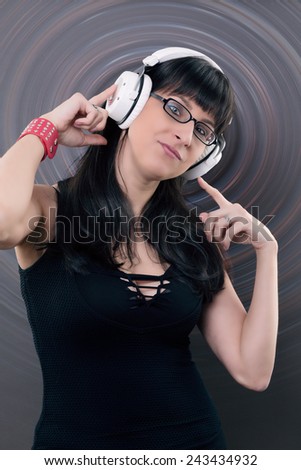 music and fun - woman listen to music with headphone