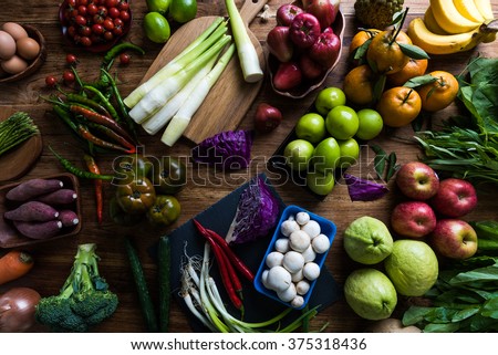 spring vegetables and fruits