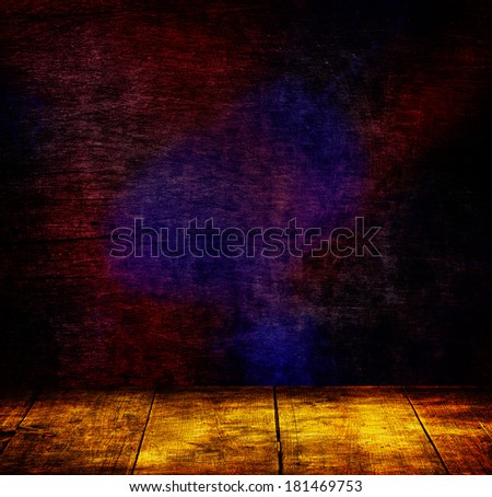 color grunge wall and wood floor interior