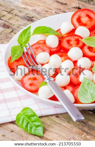Vitamin salad with tomatoes and mozzarella cheese