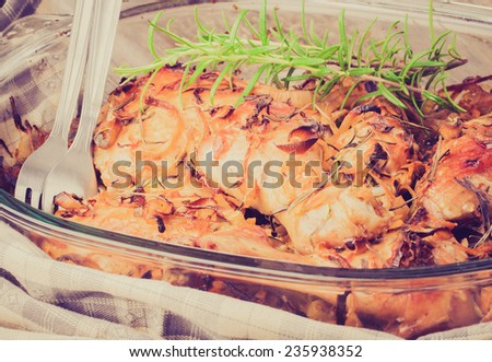 vintage photo of oven-baked chicken
