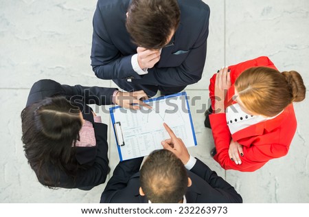 Top view of business team at a meeting are discussing project.