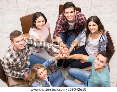 Addicted people having good time together on special group therapy.