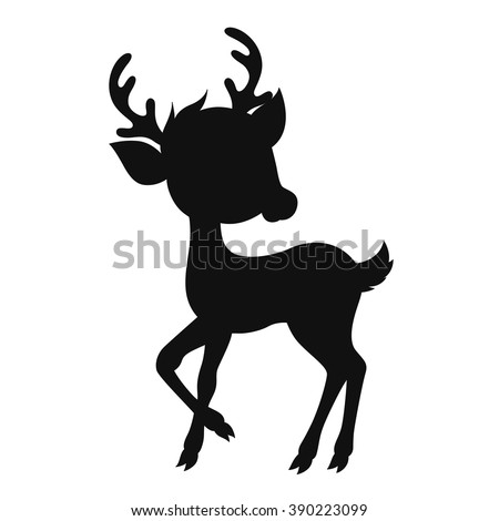 Cartoon Reindeer Silhouette. Stock Vector Illustration 390223099