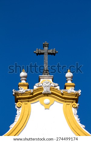 Old houses and church located in the historic city of Brazil / Baroque architecture / Colonial houses of Brazil
