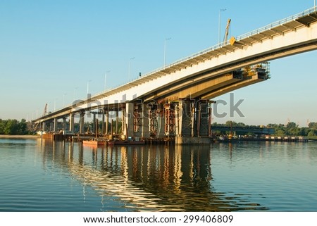 Rostov - on - Don, Russia - July 22, 2015: Two bridges. Construction of new and repair old.