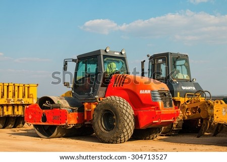 Rostov - on - Don, Russia - August 09, 2015: Construction of new road highway M-4 \