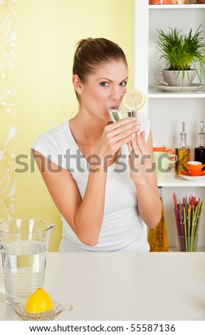 Beauty, young girl drinking water