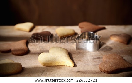 Close-up of vanilla and cocoa flavoured biscuits