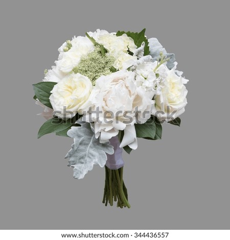 Garden Rose And Peony white peony and garden rose bridal bouquet isolated on grey Garden Rose And Peony white peony and garden rose bridal bouquet isolated on grey
