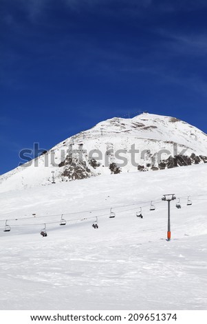Ski resort at nice winter day. Caucasus Mountains. Georgia, Gudauri.