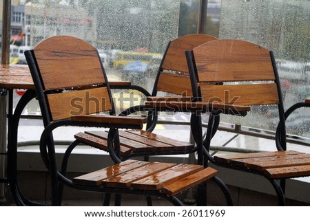 Rain in cafe