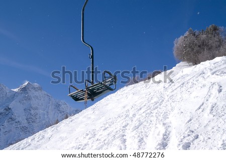 Old chair lift at Cheget. Caucasus Mountains.