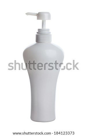 pure white bottle with pump isolated on white background