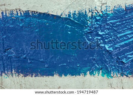 strip of blue paint on the wall. Use as frame or background