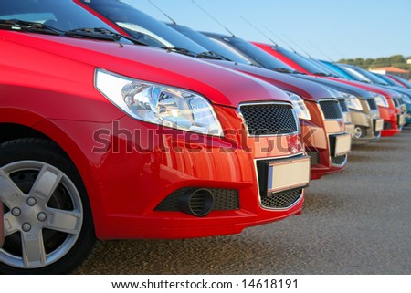 stock photo many cars parked in a row
