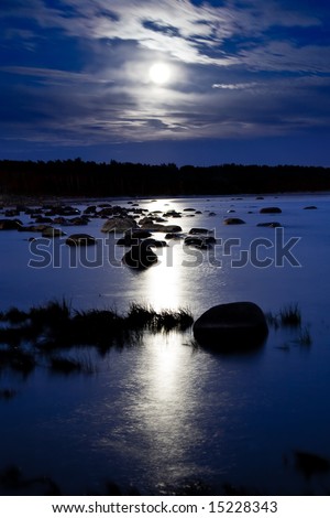 Moonlight reflecting in a calm water