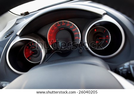stock photo Modern car dashboard with moving arrows
