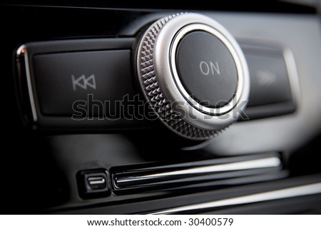 Car radio control buttons closeup