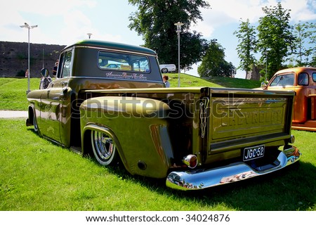 July 18 American Beauty Car Show Showing Green 1955 Chevrolet Pickup