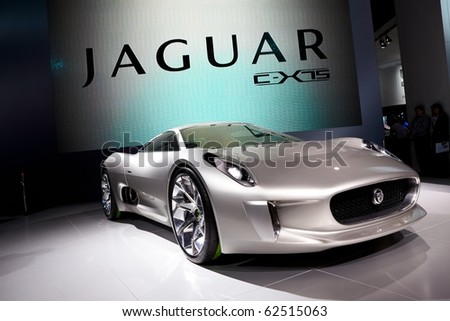 PARIS, FRANCE - SEPTEMBER 30: Paris Motor Show on September 30 in Paris, 2010, showing Jaguar C-X75, front view