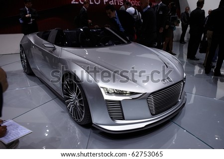 PARIS, FRANCE - SEPTEMBER 30: Paris Motor Show on September 30, 2010 in Paris, showing  Audi e-tron Spyder, front view