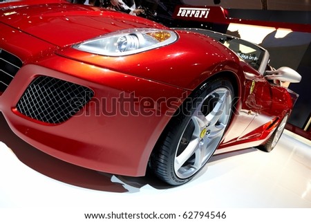 PARIS, FRANCE - SEPTEMBER 30: Paris Motor Show on September 30, 2010 in Paris, showing Ferrari SA APERTA, front view