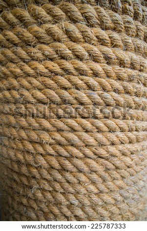 Close-up of Rope tied , Wooden rope , Main rope.
