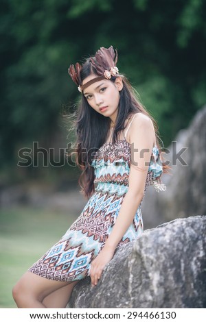 Mini beautiful portrait native american concept at Royal Park Rajapruek , Thailand