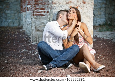 Young couple lost in love, kissing