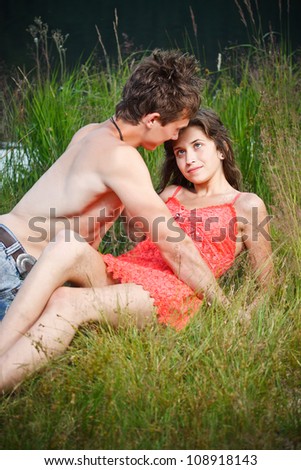 Young couple being very close to each other