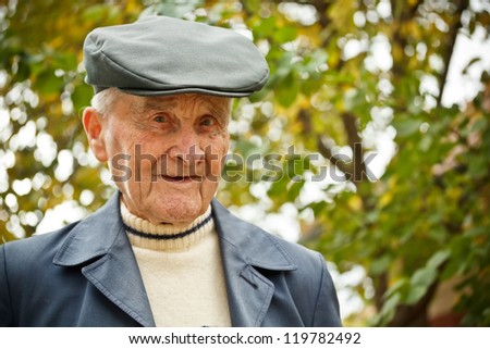 Profile of an elderly man, outdoor shot